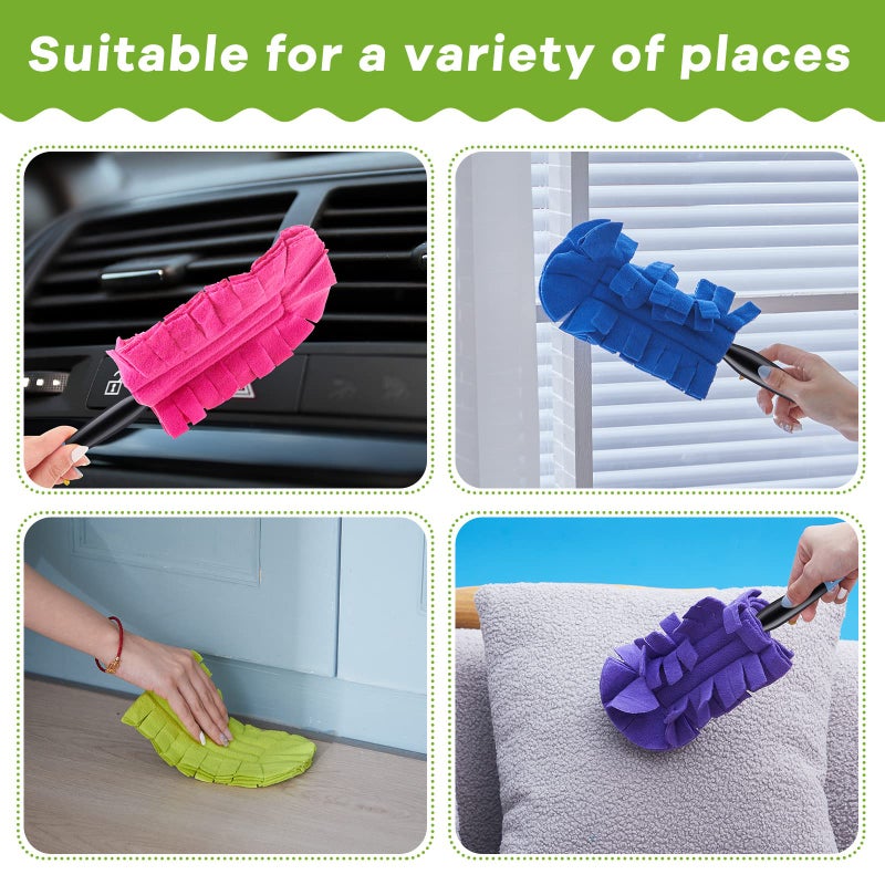 Zubebe 40 Pcs Duster Refill Fleece Refills Hand Dusters Cleaning Reusable Pads Washable for Cleaning Ceiling Fan Hardwoods Window Kitchen Floor, Rainbow Colors (Dark Color) - Image 5